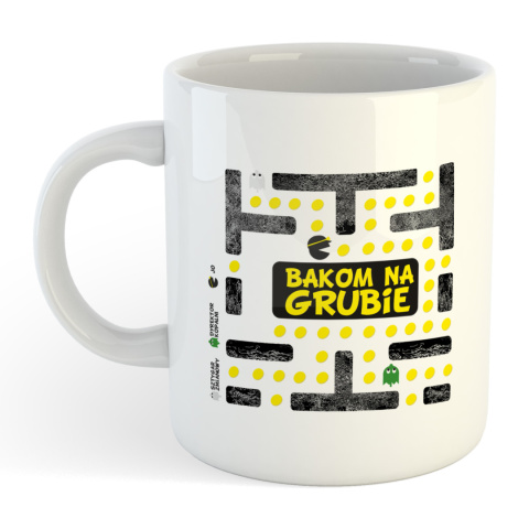 Kubek Bakom na grubie białe
