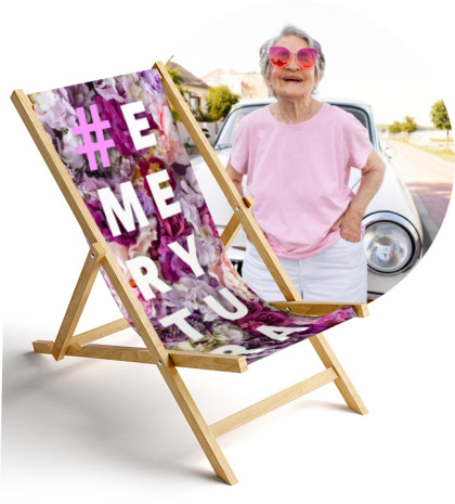 Leżak #EMERYTURA kwiaty